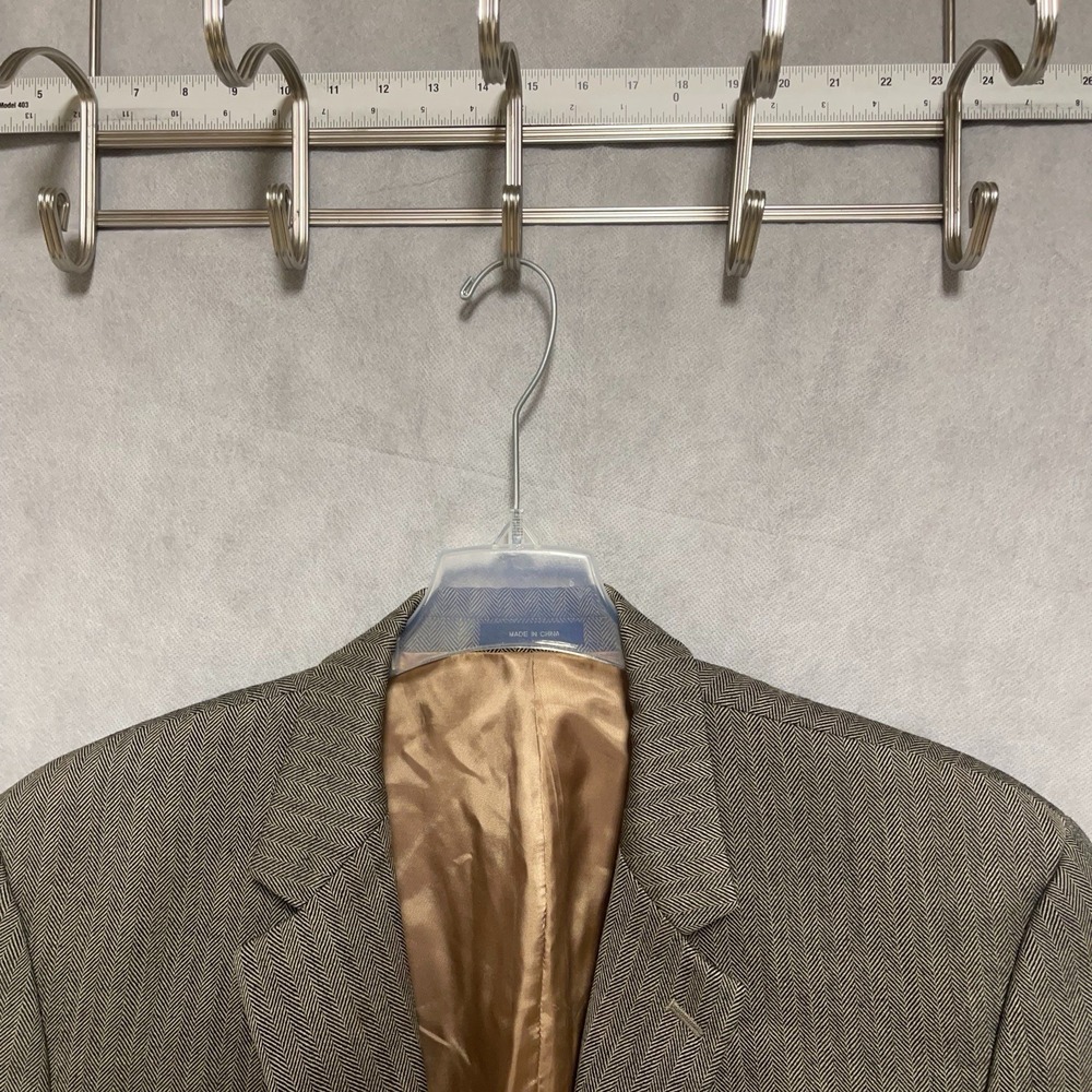 Ralph Lauren Blazer Men 44R Beige Herringbone 2B Wool Flannel‎ Coat Jacket Luxe